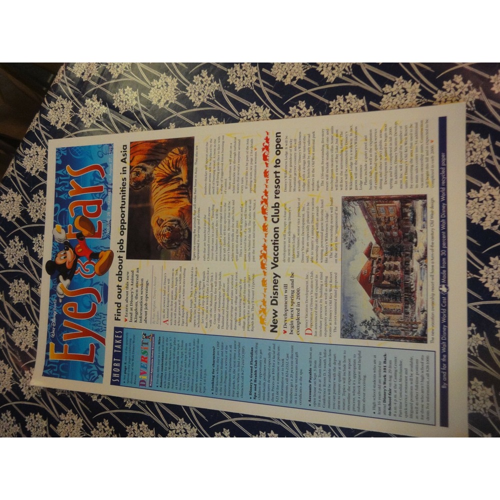 Walt disney world Eyes & ears cast member exclusive‎ August 27 1998 publication